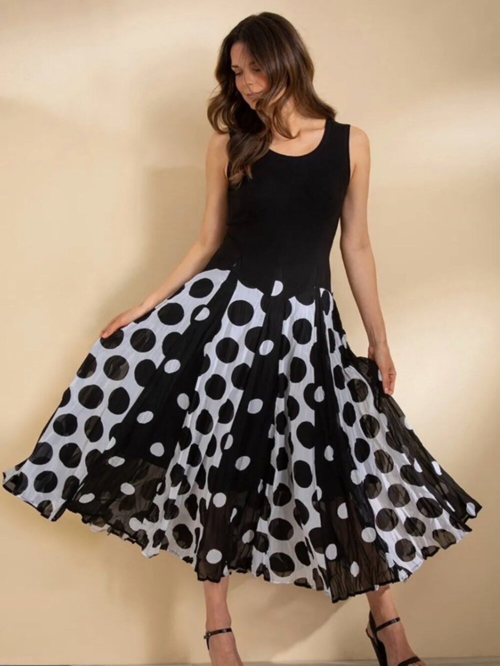 Black & White Polka Dot Ruffle Maxi Dress NWT